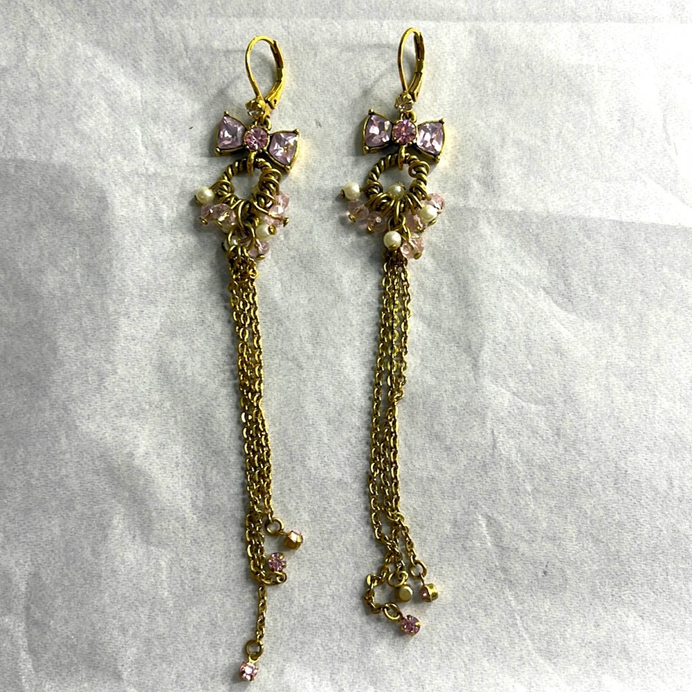 Betsey Johnson Pink Bow Earrings